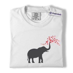 Alternative view of Elephant Valentine Shirt, Cute Heart Trunk Graphic Tee, Elephant Lover Valentine’s Day T-Shirt, Valentine Gift for Animal Lovers, Comfort Colors Shirt