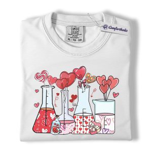 Alternative view of Valentine Chemistry Shirt, Cute Lab Beaker Heart Graphic Tee, Science Teacher Nerd T-Shirt, Valentine’s Day Gift for Chemists & STEM Lovers, Comfort Colors Shirt