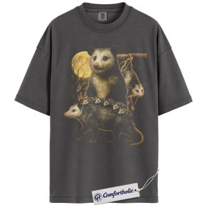 Alternative view of Opossum Shirt, Vintage Moonlight Wildlife Graphic Tee, Funny Possum Lover T-Shirt, Gift for Animal Lovers, Comfort Colors Shirt