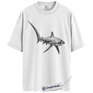 Alternative view of Thresher Shark Shirt, Vintage Sea Animal Graphic Tee, Ocean Lover T-Shirt, Gift for Shark Lovers & Beach Vacation Fans, Comfort Colors Shirt