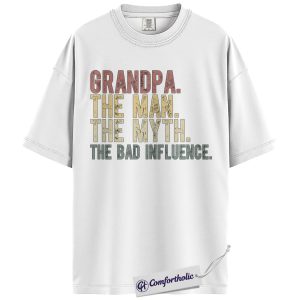 Alternative view of Grandpa The Man The Myth Shirt, Funny Vintage Typography Graphic Tee, Grandpa Humor T-Shirt, Father’s Day Gift for Grandpa & Grandpas, Comfort Colors Shirt