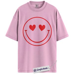 Valentine Heart Eyes Smiley Shirt, Cute Retro Smile Graphic Tee, Love Emoji Aesthetic T-Shirt, Gift for Her Valentines Day Outfit, Comfort Colors Shirt