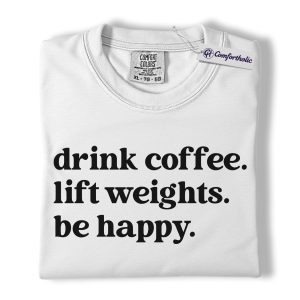 Alternative view of Coffee Gym Shirt, Minimalist Motivational Quote Graphic Tee, Weightlifting Workout T-Shirt, Gift for Gym Lovers & Fitness Addicts, Comfort Colors Shirt