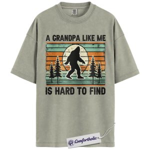 Bigfoot Grandpa Shirt, Vintage Retro Sunset Graphic Tee, Sasquatch Lover T-Shirt, Father's Day Gift for Grandpa, Comfort Colors Shirt