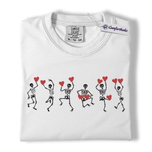Alternative view of Dancing Skeleton Valentine Shirt, Spooky Gothic Heart Graphic Tee, Halloween Valentine T-Shirt, Gift for Couples, Comfort Colors Shirt