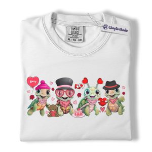 Alternative view of Valentine Turtle Shirt, Cute Kawaii Love Animals Graphic Tee, Sea Turtle Lover T-Shirt, Valentine’s Day Gift for Ocean Lovers, Comfort Colors Shirt