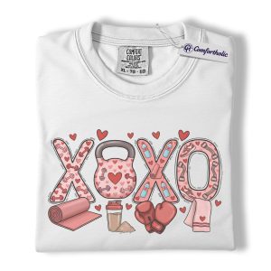 Alternative view of XOXO Fitness Shirt, Valentine Gym Workout Graphic Tee, Weightlifting Boxing Yoga T-Shirt, Valentine’s Day Gift for Gym Lovers, Comfort Colors Shirt