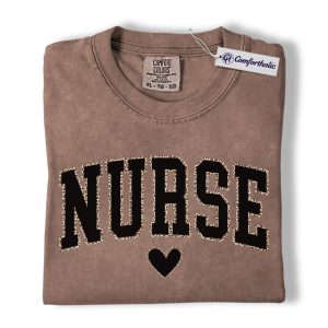 Nurse Leopard Print Shirt, Trendy College Letter Graphic Tee, Registered Nurse RN T-Shirt, Funny Gift for Nurses Week & Hospital Staff, Comfort Colors Shirt