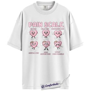 Alternative view of Pain Scale Nurse Shirt, Cute Heart Medical Humor Graphic Tee, ER RN Valentine’s Day T-Shirt, Funny Valentine Gift for Nurses, Comfort Colors Shirt