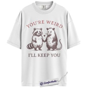 Alternative view of You're Weird I’ll Keep You Shirt, Cute Raccoon & Opossum Graphic Tee, Funny Valentine Couple T-Shirt, Valentine’s Day Gift for Couples, Comfort Colors Shirt