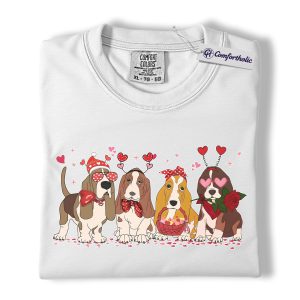 Alternative view of Basset Hound Valentine Shirt, Cute Dog Love Graphic Tee, Basset Hound Mom T-Shirt, Valentine’s Day Gift for Dog Lovers, Comfort Colors Shirt