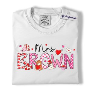 Alternative view of Personalized Mrs Shirt, Custom Teacher Name Graphic Tee, Teacher Appreciation T-Shirt, Valentine's Day Gift for Teachers, Comfort Colors Shirt