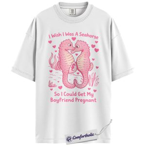 Alternative view of Funny Seahorse Valentine Shirt, Cute Ocean Animal Graphic Tee, Seahorse Lover T-Shirt, Valentine’s Day Gift, Comfort Colors Shirt