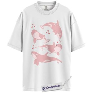 Alternative view of Orca Valentine Shirt, Cute Sea Animal Graphic Tee, Killer Whale Lover T-Shirt, Valentine’s Day Gift for Ocean Lovers, Comfort Colors Shirt