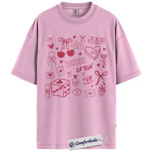 XOXO Crew Valentine Shirt, Cute Doodle Heart Graphic Tee, Galentine's Day Best Friends T-Shirt, Valentine’s Day Gift for Her, Comfort Colors Shirt