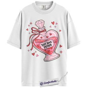 Alternative view of Self Love Potion Shirt, Cute Valentine Heart Graphic Tee, Self Love Galentine’s Day T-Shirt, Valentine’s Day Gift for Women, Comfort Colors Shirt
