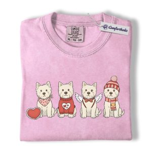 Westie Valentine Shirt, Cute Dog Lover Graphic Tee, West Highland White Terrier Dog Mom T-Shirt, Valentine’s Day Gift for Pet Lovers, Comfort Colors Shirt
