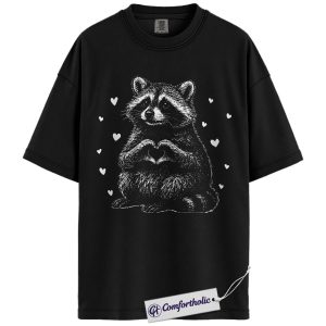 Raccoon Valentine Shirt, Cute Woodland Animal Graphic Tee, Funny Trash Panda Lover T-Shirt, Valentine’s Day Gift for Raccoon Lovers, Comfort Colors Shirt
