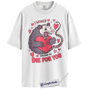 Alternative view of Funny Opossum Valentine Shirt, Cute Possum Heart Graphic Tee, Animal Lover Couples T-Shirt, Valentine’s Day Gift for Girlfriend Boyfriend, Comfort Colors Shirt