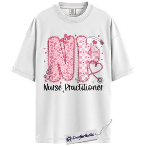 Alternative view of Nurse Practitioner Valentine Shirt, Pink Coquette Medical Graphic Tee, NP Valentine T-Shirt, Gift for NPs & Healthcare Workers, Comfort Colors Shirt