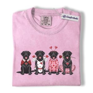 Valentine Black Lab Shirt, Cute Labrador Dogs Graphic Tee, Dog Mom Lover T-Shirt, Valentine’s Day Gift for Lab Lovers, Comfort Colors Shirt