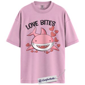 Love Bites Shark Shirt, Cute Valentine Ocean Graphic Tee, Funny Shark Lover T-Shirt, Valentine’s Day Gift for Sea Animal Lovers, Comfort Colors Shirt