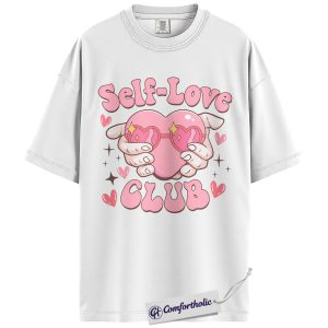 Alternative view of Self Love Club Shirt, Cute Heart Hands Graphic Tee, Positive Mental Health T-Shirt, Valentine’s Day Gift for Women & Girls, Comfort Colors Shirt