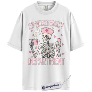Alternative view of Emergency Department Valentine Shirt, Funny Skeleton ER Nurse Graphic Tee, ED Nurse Humor T-Shirt, Valentine's Day Gift for Nurses & ER Staff, Comfort Colors Shirt