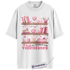 Alternative view of All Booked for Valentines Shirt, Cute Book Shelf Valentine Graphic Tee, Book Lover Romance T-Shirt, Valentine’s Day Gift for Readers & Bookworms, Comfort Colors Shirt