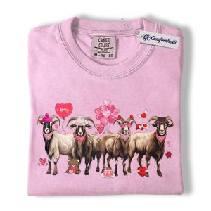 Valentine Goats Shirt, Cute Farm Animal Graphic Tee, Funny Goat Lover T-Shirt, Valentine’s Day Gift for Farm Lovers, Comfort Colors Shirt