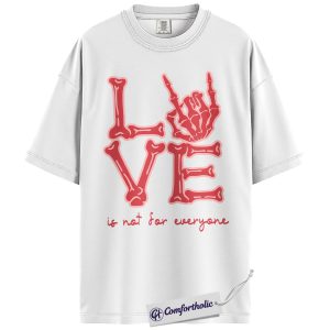 Alternative view of Gothic Valentine Shirt, Skeleton Hand Bone Letter Graphic Tee, Anti Valentine Dark Love T-Shirt, Gift for Goth Couples & Rock Music Lovers, Comfort Colors Shirt