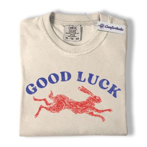 Good Luck Rabbit Shirt, Vintage Hare Graphic Tee, Rabbit Lover T-Shirt, Gift for Bunny Moms & Animal Lovers, Comfort Colors Shirt
