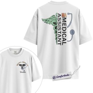 Alternative view of Personalized Medical Assistant Shirt, Custom Name Caduceus Graphic Tee, MA Graduation T-Shirt, Gift for Medical Assistants, Comfort Colors Shirt