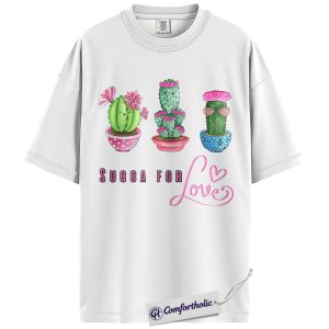 Alternative view of Succa For Love Shirt, Funny Cactus Pun Graphic Tee, Succulent Lover Valentines Day T-Shirt, Valentine Gift for Plant Moms, Comfort Colors Shirt