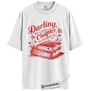Alternative view of Darling This Is Just a Chapter Shirt, Vintage Book Stack Graphic Tee, Inspirational Book Lover T-Shirt, Encouragement Gift for Readers & Teachers, Comfort Colors Shirt