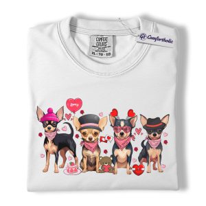 Alternative view of Valentine Chihuahua Shirt, Cute Dog Lover Cartoon Graphic Tee, Puppy Love T-Shirt, Sweet Chihuahua Gift for Dog Moms & Pet Owners, Comfort Colors Shirt