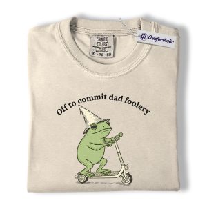 Dad Foolery Frog Shirt, Funny Dad Humor T-Shirt, Cute Scooter Frog Graphic Tee, Playful Father’s Day Gift for Animal Lovers, Comfort Colors Shirt