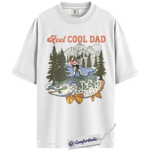 Alternative view of Reel Cool Dad Shirt, Retro Fishing Dad T-Shirt, Trout Fisherman Outdoor Graphic Tee, Funny Father’s Day Gift for Fishermen, Comfort Colors Shirt