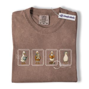 Book Lover Duck Shirt, Cute Reading Ducks Graphic Tee, Bookish Aesthetic T-Shirt, Library Lover Gift for Readers, Comfort Colors Shirt