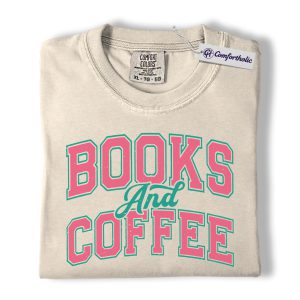 Books and Coffee Shirt, Book Lover Graphic Tee, Cozy Bookish Aesthetic T-Shirt, Coffee Lover Gift for Readers, Comfort Colors Shirt