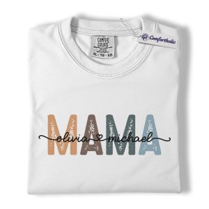 Alternative view of Personalized Mama Shirt, Custom Kids Name T-Shirt for Moms, Boho Retro Mom Graphic Tee, Cute Mother’s Day Gift, Comfort Colors Shirt