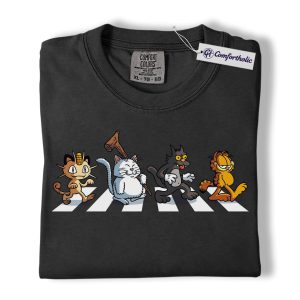 Alternative view of Cartoon Cats Shirt, Anime Graphic Tee, Comfort Colors Shirt