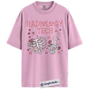 Radiology Tech Valentine Shirt, Cute Rad Tech Skeleton Heart Graphic Tee, X-Ray Technologist Aesthetic T-Shirt, Medical Worker Valentine Gift, Comfort Colors Shirt