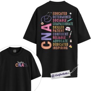 Personalized CNA Shirt, Certified Nursing Assistant Graphic Tee, Custom Name Nurse Life T-Shirt, Healthcare Worker Appreciation Gift for CNAs, Comfort Colors Shirt 2-Sided
