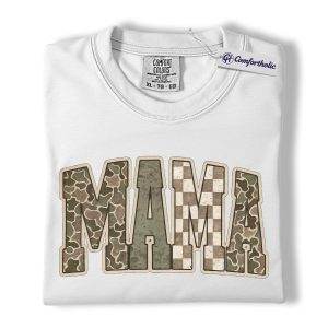 Alternative view of Mama Shirt, Camo and Gingham Graphic Tee, Rustic Motherhood Mom Life T-Shirt, Mother's Day Gift for Moms, Comfort Colors Shirt