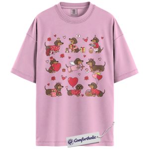 Dachshund Valentine Shirt, Cute Wiener Dog Graphic Tee, Funny Dog Lover T-Shirt, Valentine Gift for Dog Moms, Comfort Colors Shirt
