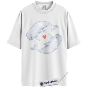 Alternative view of Beluga Whale Shirt, Cute Marine Biology Graphic Tee, Ocean Animal Lover T-Shirt, Sweet Sea Life Gift for Ocean Lovers, Comfort Colors Shirt