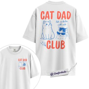 Cat Dad Club Shirt, Funny Cat Dad Graphic T-Shirt, Pet Lover Vintage Tee, Father’s Day Gift for Cat Dads, Comfort Colors Shirt 2-Sided