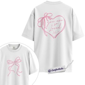 Alternative view of You Are So Loved Shirt, John 3:16 Christian Ribbon Heart Graphic Tee, Cute Faith-Based Valentine T-Shirt, Inspirational Gift for Women, Comfort Colors Shirt 2-Sided