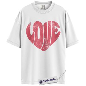 Alternative view of Love Heart Shirt, Vintage LOVE Graphic Tee, Romantic Aesthetic T-Shirt, Valentine’s Day Gift for Her, Comfort Colors Shirt
